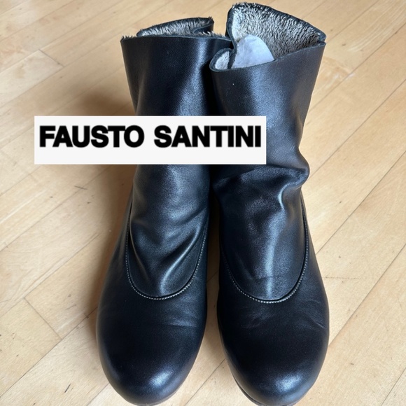 Fausto Santini Shoes - Fausto Santini Black leather slip on bootie, 10, PG1460